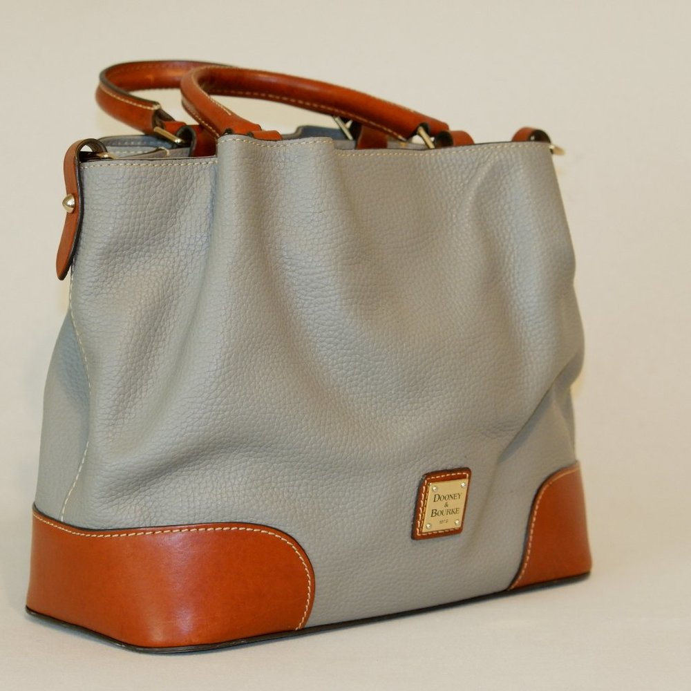 Dooney & Bourke Brenna Leather Pebble Satchel Bag Smoke Elephant Grey